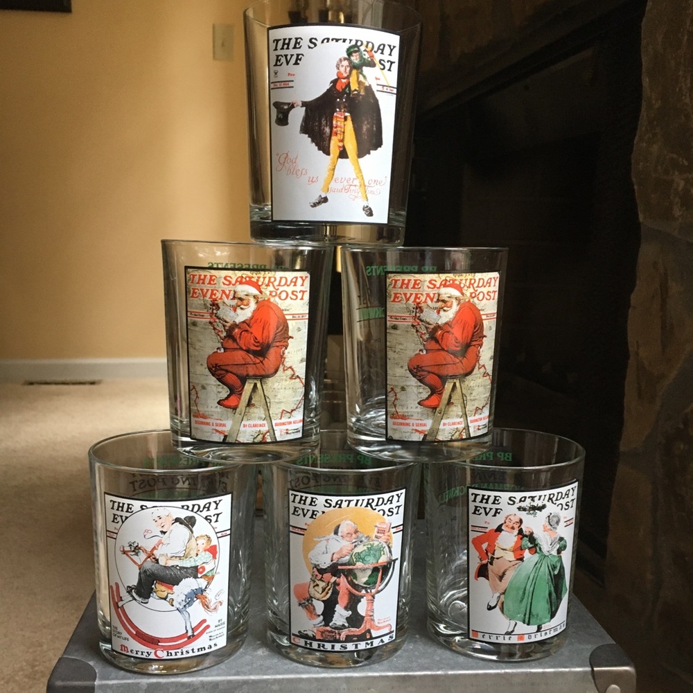 VINTAGE! Saturday Evening Post Christmas Glasses (Set of 6)